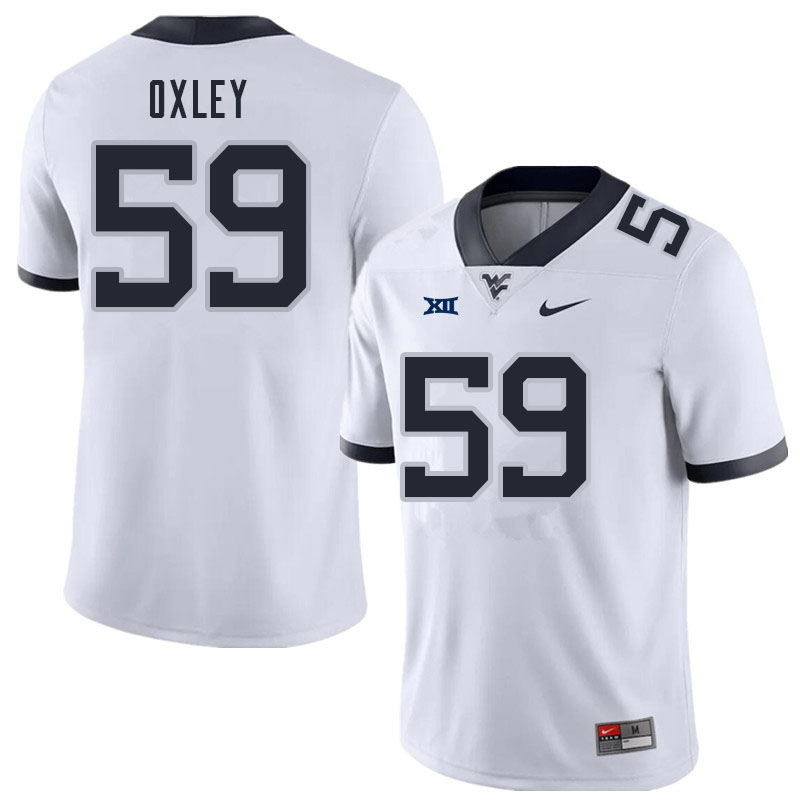 NCAA Men's Jackson Oxley West Virginia Mountaineers White #59 Nike Stitched Football College Authentic Jersey PM23F86ZM